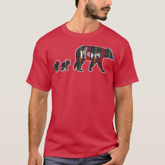 ママベア2つのキューブタータンチェックプレイドブルーグリーン Tシャツ