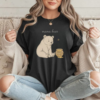 ママベア かわいい熊と蜂蜜の母の日ギフトTシャツ Tシャツ