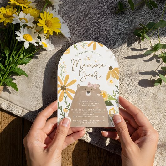 ママベア&スイートハニービーベビーガールシャワー 招待状
