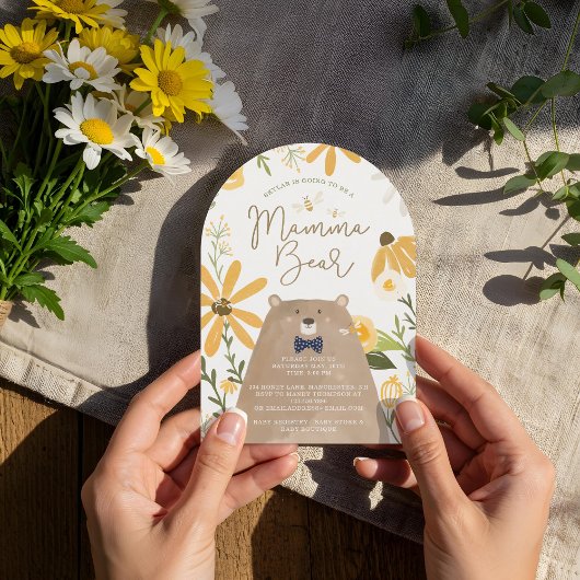 ママベア&スイートハニービー男の赤ちゃんシャワー 招待状