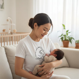 ママベア ラインアート ホワイトTシャツ デザイン Tシャツ