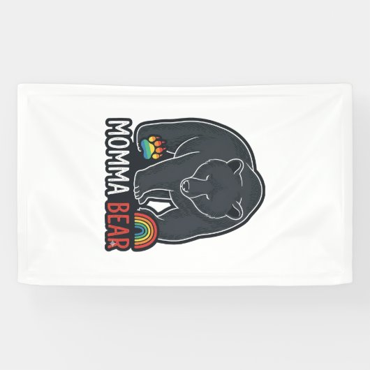 ママベア レインボー ヴィンテージ 彫刻 Tシャツ デザイン 横断幕 (横)