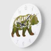 ママベア-背景色を選択 ラージ壁時計 (傾斜)