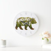 ママベア-背景色を選択 ラージ壁時計 (ホーム)