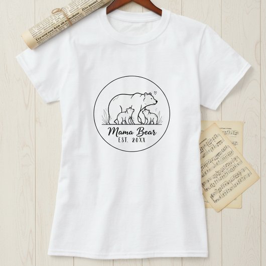 ママベア EST 2025 サークルロゴ ラインアート Tシャツ