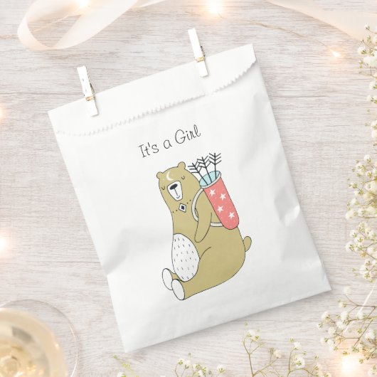 ママベア | It's A Girl |ギフトのお気に入りバッグ フェイバーバッグ (クリップ留めされた状態)