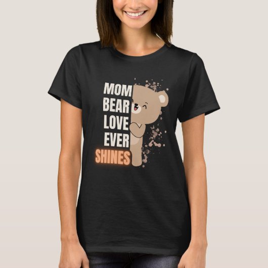 ママベアTシャツ かわいいグラフィックデザイン Tシャツ (正面)
