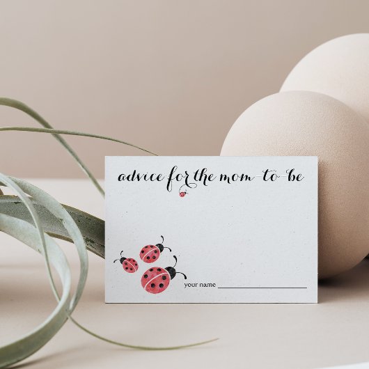 ママベビーシャワーカード用の水色レディバグアドバイス アドバイスカード