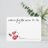 ママベビーシャワーカード用の水色レディバグアドバイス アドバイスカード (スタンド正面)