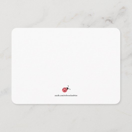 ママベビーシャワーカード用の水色レディバグアドバイス アドバイスカード (裏面)