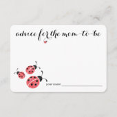 ママベビーシャワーカード用の水色レディバグアドバイス アドバイスカード (正面)