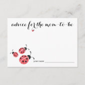 ママベビーシャワーカード用の水色レディバグアドバイス アドバイスカード (正面)