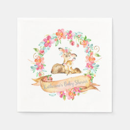 ママベビーディアウッドランドフローラリース春シャワー スタンダードカクテルナプキン