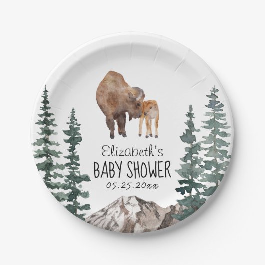 ママベビーバイソンベイビーシャワー ペーパープレート (正面)