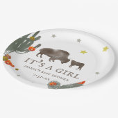 ママベビーバッファローフローラカクタスガールベビーシャワー  ペーパープレート (アングル)