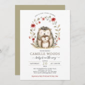 ママベビーヘッジホッグベビーシャワー招待状 招待状 (正面/裏面)