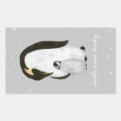 ママベビーペンギンウィンタースノーグレーベイビーシャワー 長方形シール (正面)