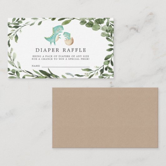 ママベビー恐竜おむつラッフル赤ちゃんシャワーカード エンクロージャーカード (正面/裏面)