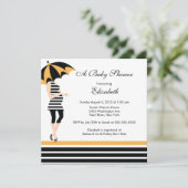 ママベモダンビーガールシャワートレンディーブラック&オレンジ 招待状 (スタンド正面)