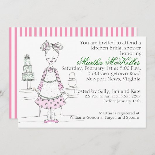ママベークス – キッチンブライダルシャワー招待 招待状 (正面/裏面)