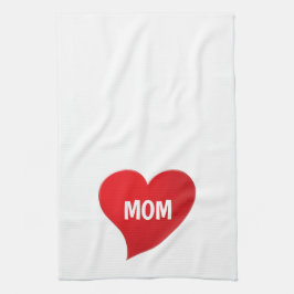 ママホワイト赤いハートかわいいグラフィックモダンシック キッチンタオル