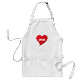 ママホワイト赤いハートモダンかわいいシエレガントック スタンダードエプロン