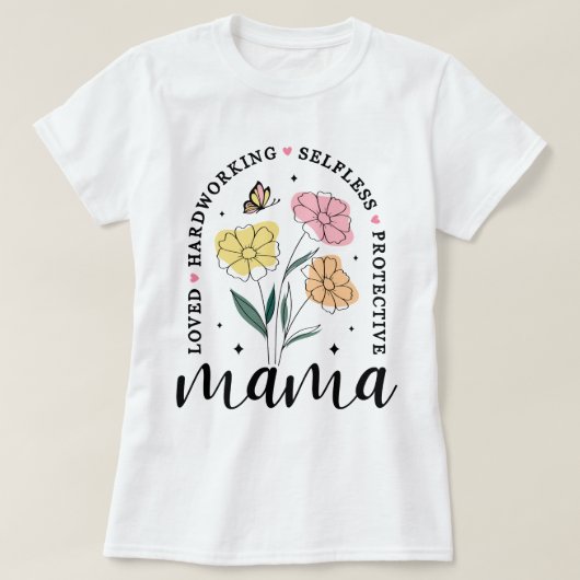 ママボホフラワーズママ Tシャツ (デザイン正面)