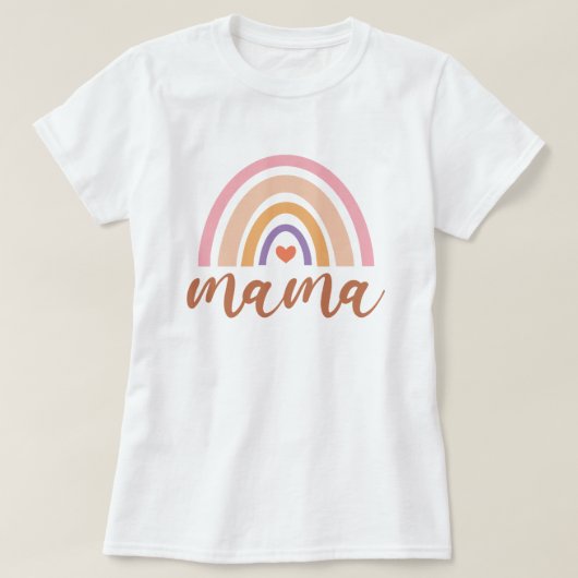ママボホレインボーとハート母の日 Tシャツ (デザイン正面)