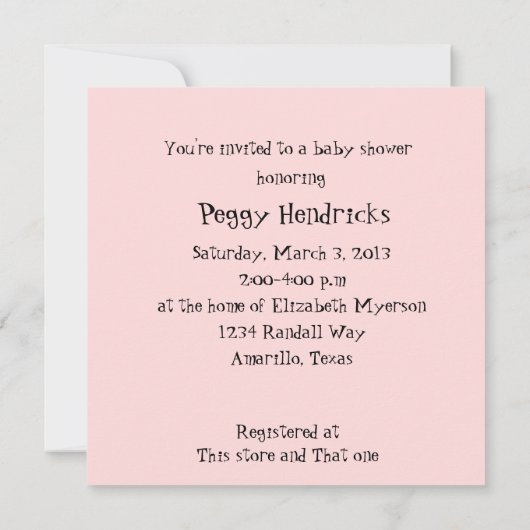 ママポッサムベビーユーモアのあるビーシャワー招待状 招待状 (裏面)