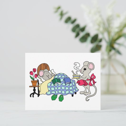 マママウス気にが病気の子供を探す ポストカード (スタンド正面)