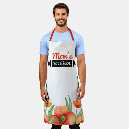 マママエプロン、世界の最高のマベーカーシェフママキッチン エプロン (着用した状態)