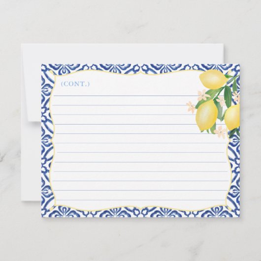 マママカード用トスカーナレモン少年ベビーシャワーアドバイス 招待状 (裏面)