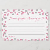 マママカード用ピンクとシルバーのベビーシャワーアドバイス (正面/裏面)