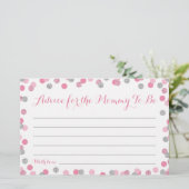 マママカード用ピンクとシルバーのベビーシャワーアドバイス (スタンド正面)