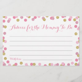 マママカード用ピンクと金ゴールドのベビーシャワーアドバイス