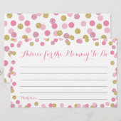 マママカード用ピンクと金ゴールドのベビーシャワーアドバイス (正面/裏面)