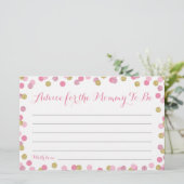 マママカード用ピンクと金ゴールドのベビーシャワーアドバイス (スタンド正面)