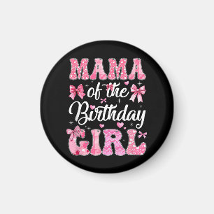 マママガールファミリー誕生日ピンクコケットボウ マグネット