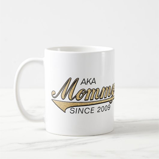 マママグ "AKA ママ歴..." コーヒーマグカップ (左)