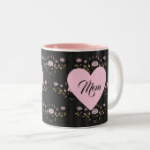マママザーズ日ハートオンヴィンテージブラックフローラ ツートーンマグカップ (正面右)