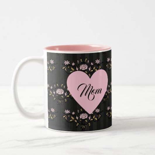 マママザーズ日ハートオンヴィンテージブラックフローラ ツートーンマグカップ (左)