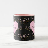 マママザーズ日ハートオンヴィンテージブラックフローラ ツートーンマグカップ (中央)