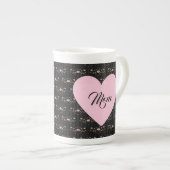 マママザーズ日ハートオンヴィンテージブラックフローラ ボーンチャイナマグカップ (正面右)