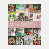 マママザーデフィニションフォトコラージュダスティバラ フリースブランケット (正面)