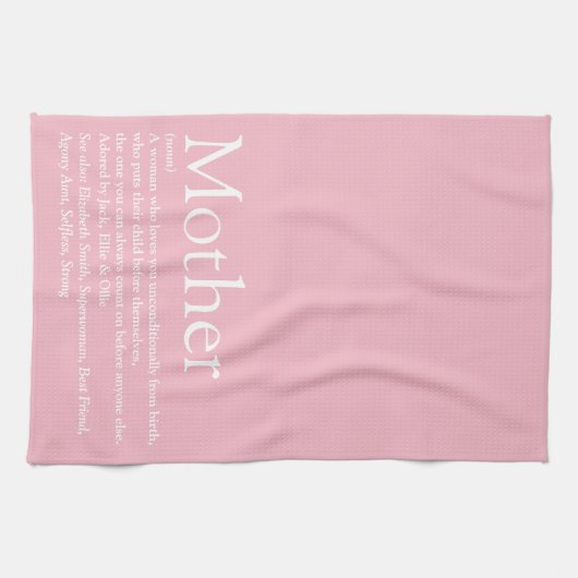 マママザーデフィニション引用文ピンク キッチンタオル (横)