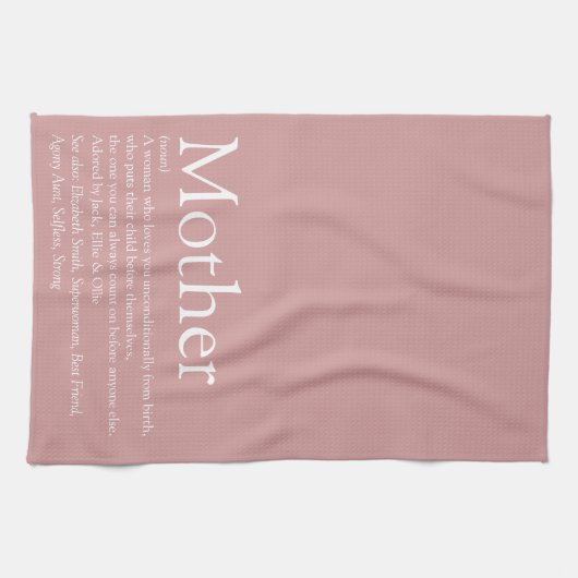 マママザー定義ほこりっぽいバラピンク キッチンタオル (横)