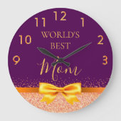 マママパープル金ゴールドボウ ラージ壁時計 (正面)