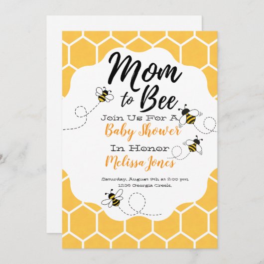 マママビーベイビーシャワー招待状 招待状 (正面/裏面)