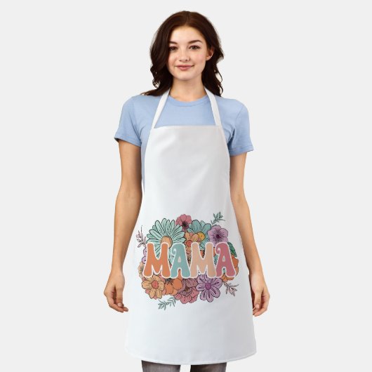ママママザーズデイワイルドフラワーフローラ エプロン (着用した状態)