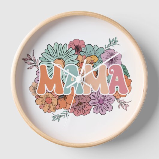 ママママザーズデイワイルドフラワーフローラ 壁時計 (正面)